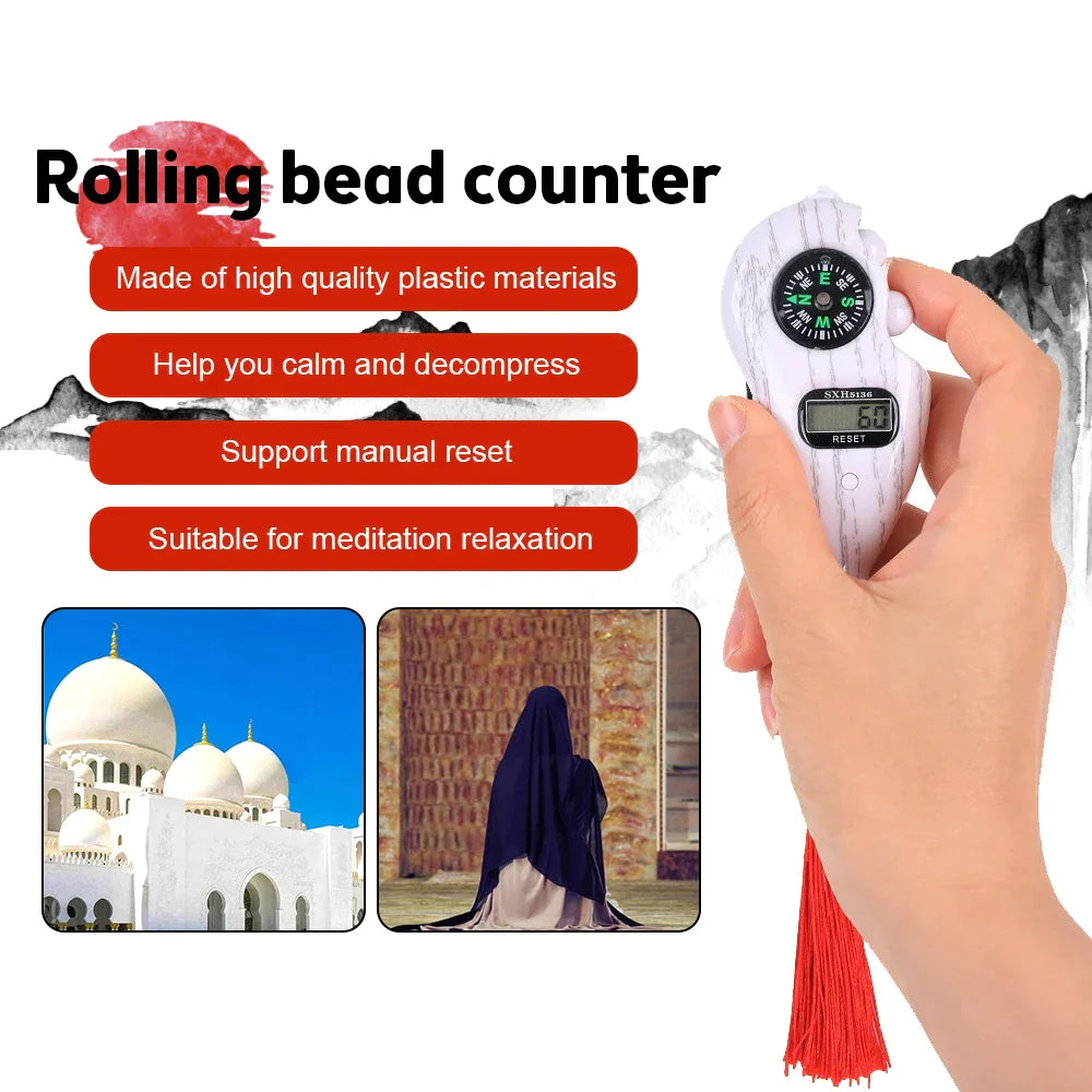 Digital Electronic Tally Counter with Compass Tassel Finger